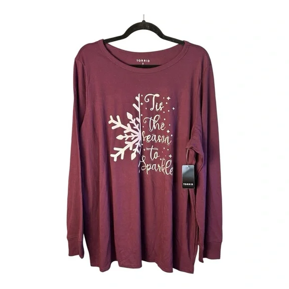 Torrid Purple Long Sleeve Tee with Festive Design - Picture 8 of 8